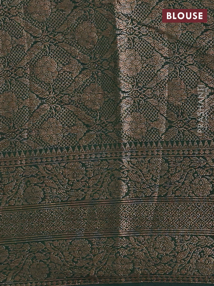 Pink & Bottle Green Semi Chiniya Silk Saree