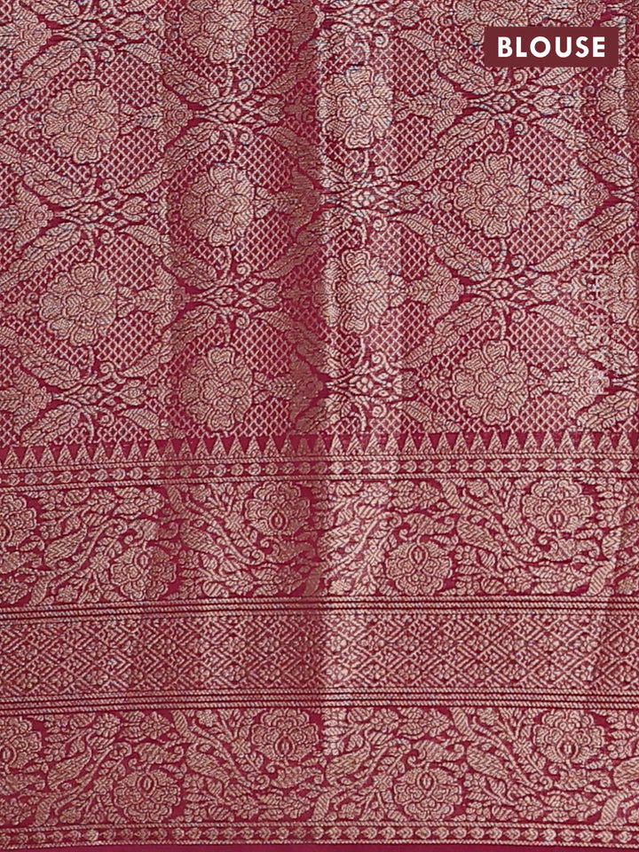 Peacock Blue & Wine Semi Chiniya Silk Saree