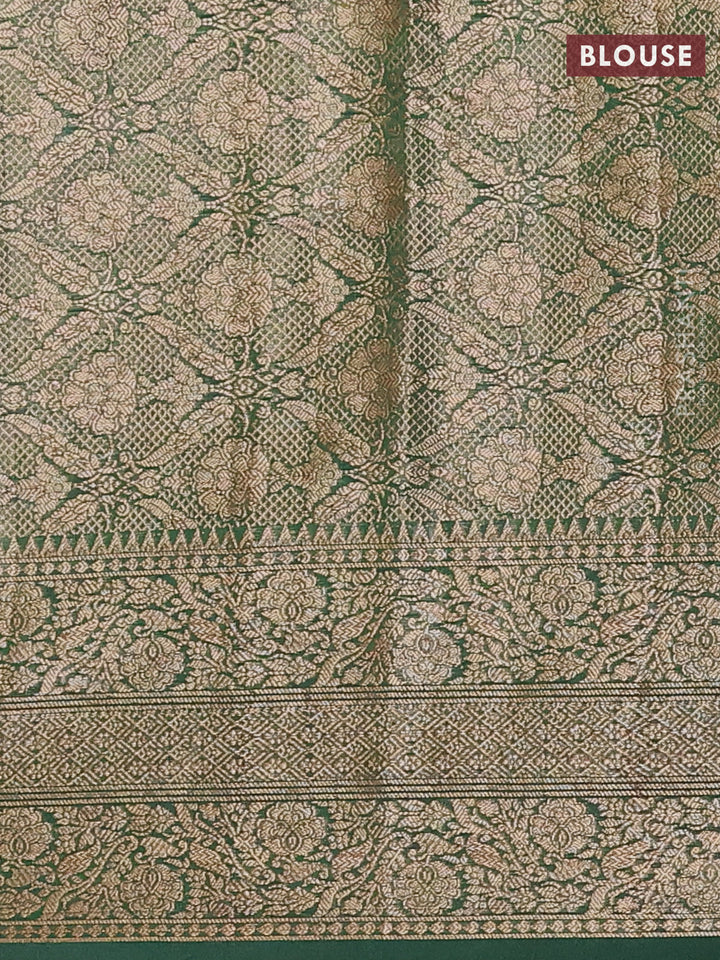 Wine & Bottle Green Semi Chiniya Silk Saree