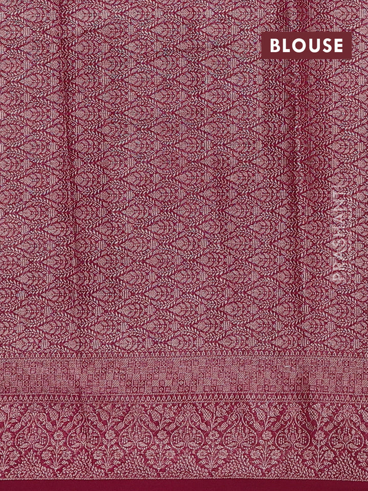 Peacock Blue & Wine Semi Chiniya Silk Saree