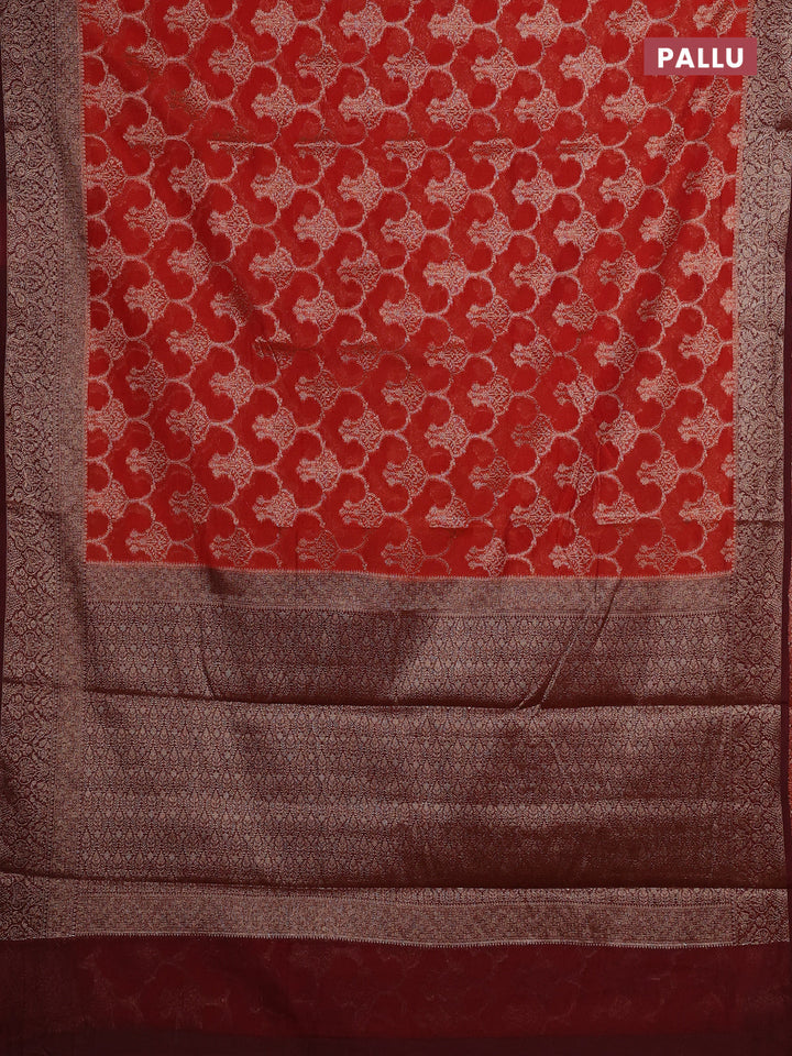 Rustic Orange & Brown Semi Chiniya Silk Saree