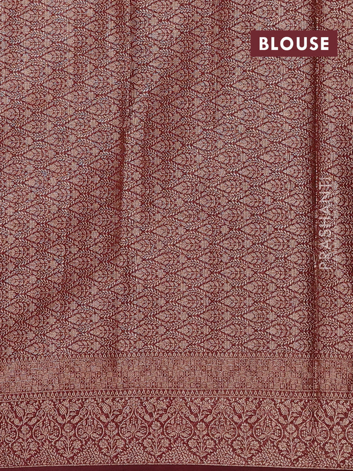 Rustic Orange & Brown Semi Chiniya Silk Saree