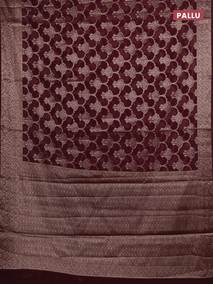 Maroon Semi Chiniya Silk Saree