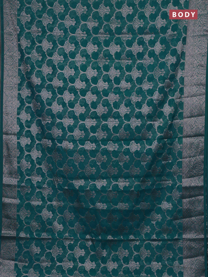 Teal Blue Semi Chiniya Silk Saree
