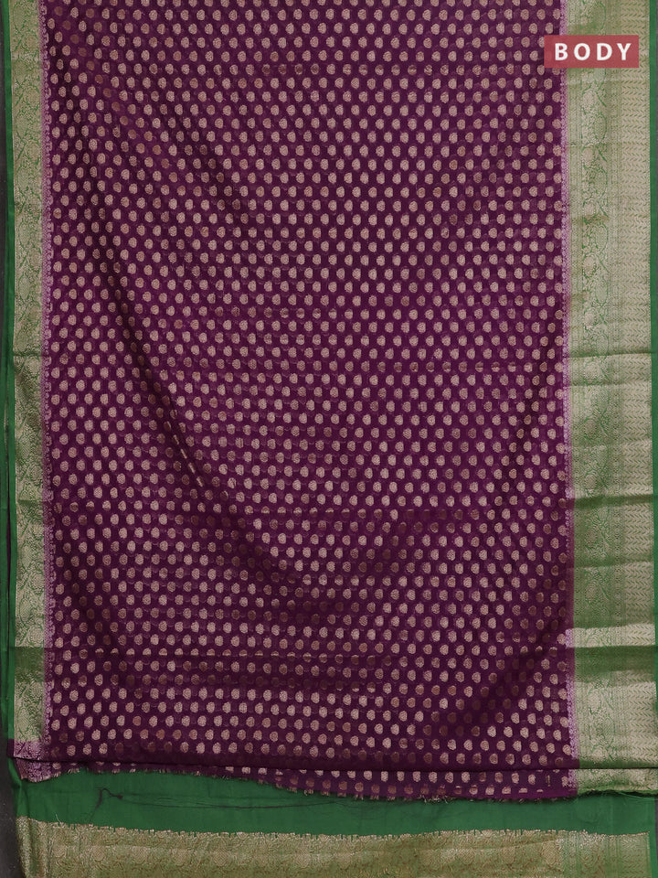 Violet & Green Semi Chiniya Silk Saree