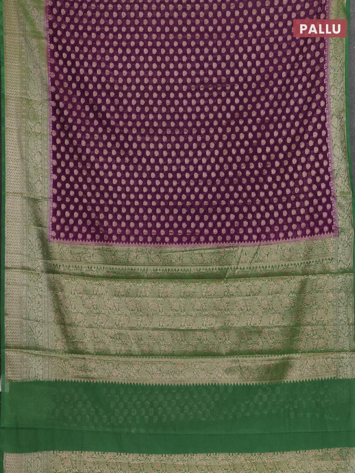 Violet & Green Semi Chiniya Silk Saree