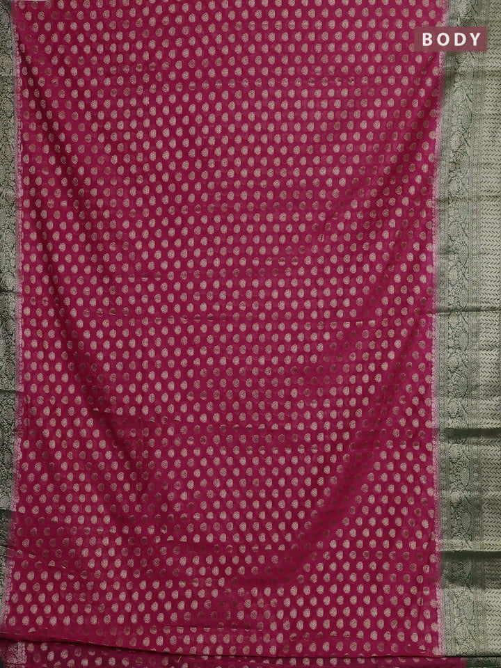 Pink & Green Semi Chiniya Silk Saree