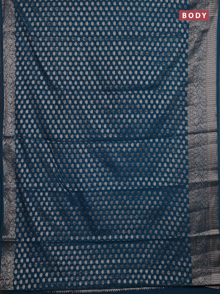 Peacock Green Semi Chiniya Silk Saree