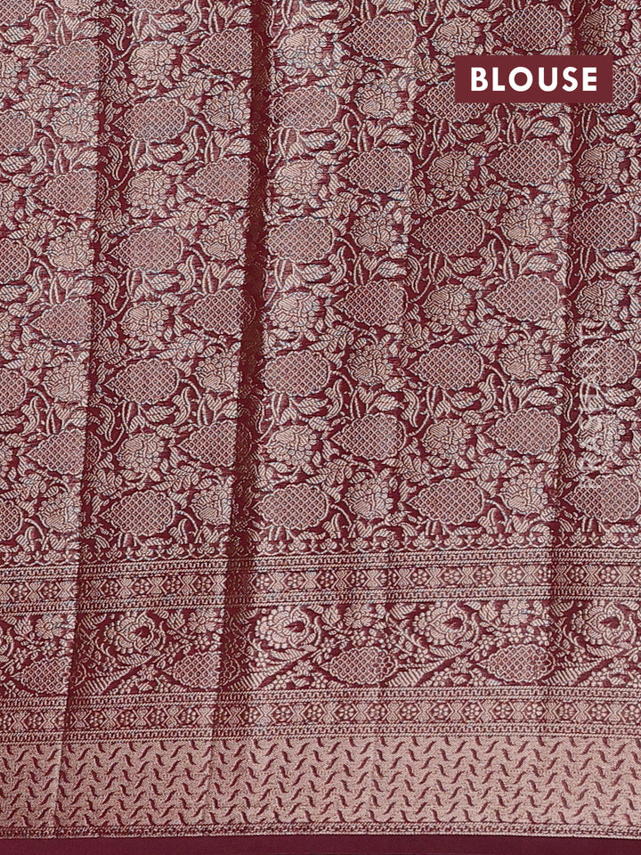 Wine Semi Chiniya Silk Saree