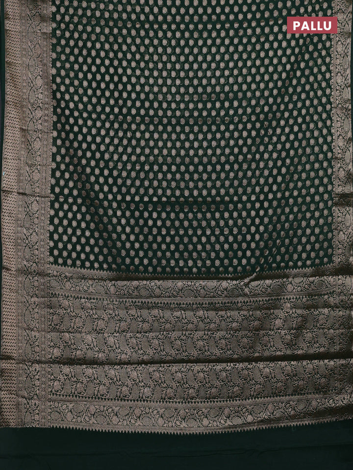Bottle Green Semi Chiniya Silk Saree