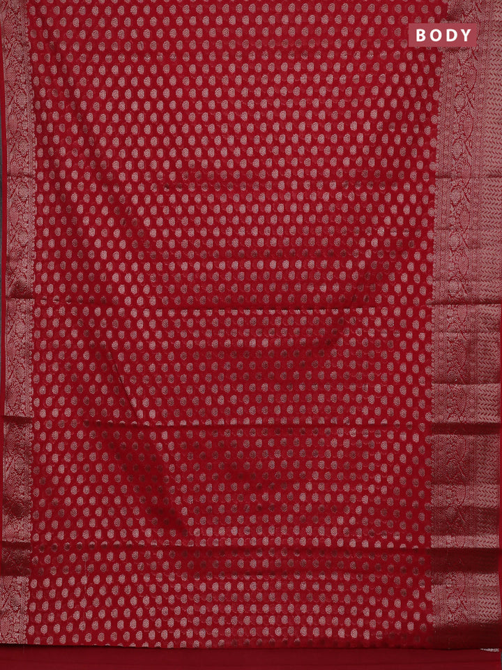 Red Semi Chiniya Silk Saree