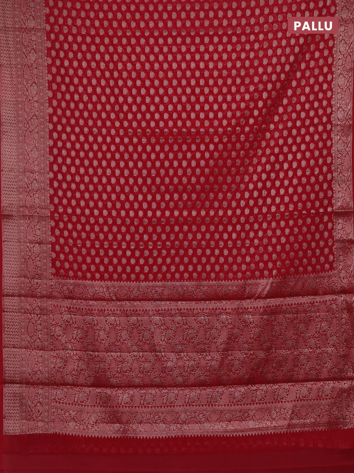 Red Semi Chiniya Silk Saree