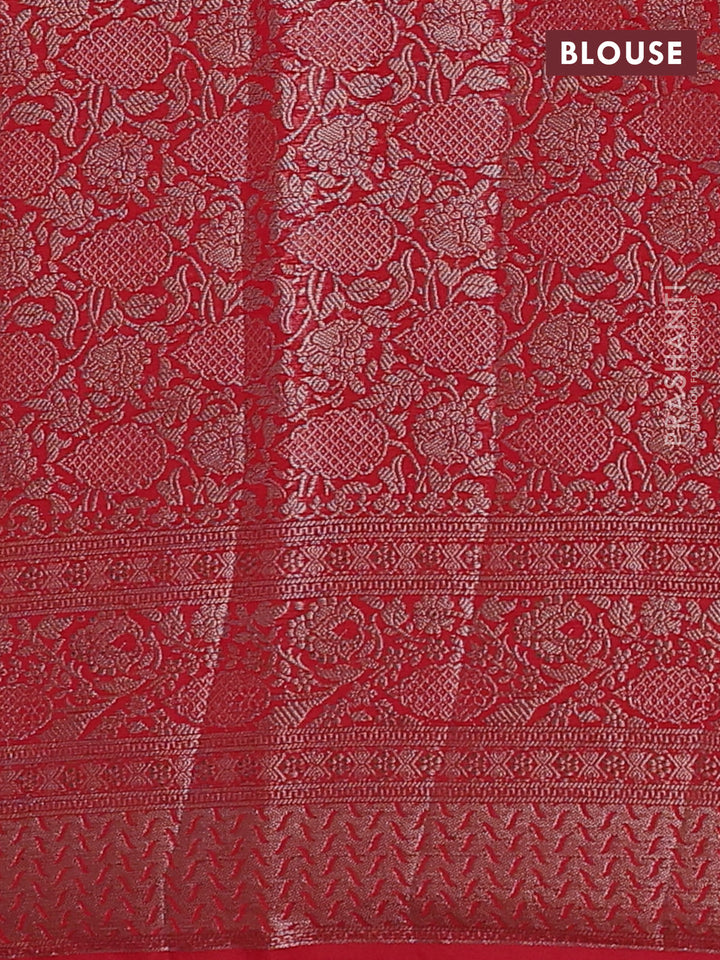 Red Semi Chiniya Silk Saree
