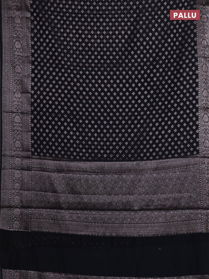 Black Semi Chiniya Silk Saree
