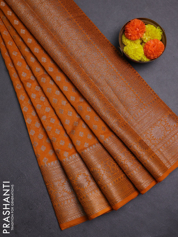 Mango Yellow Semi Chiniya Silk Saree