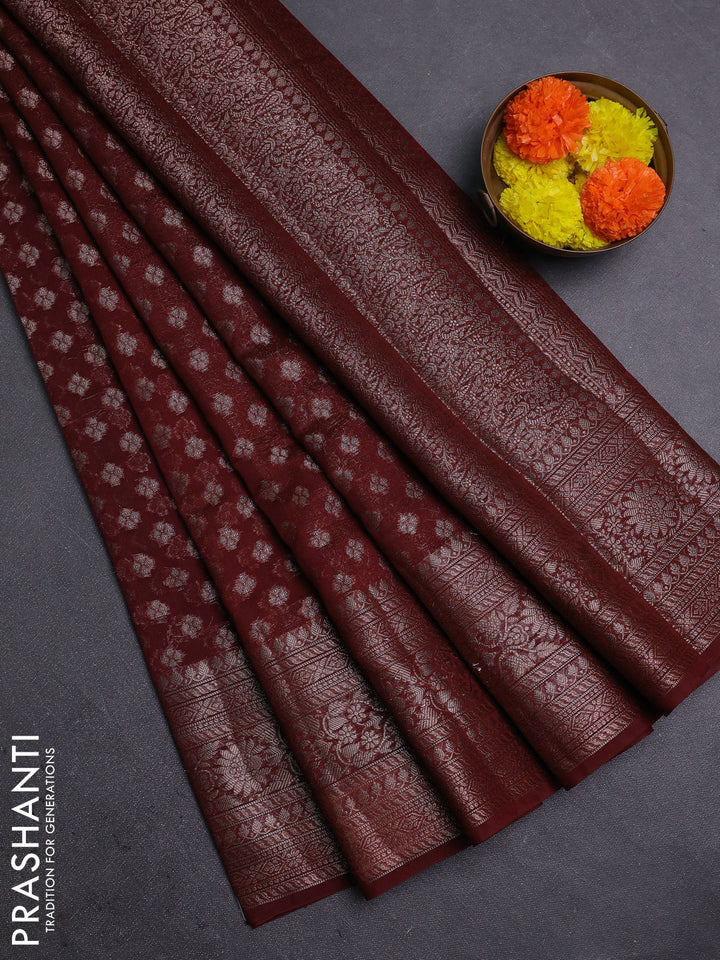 Coffee Brown Semi Chiniya Silk Saree