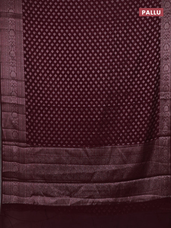 Wine Semi Chiniya Silk Saree