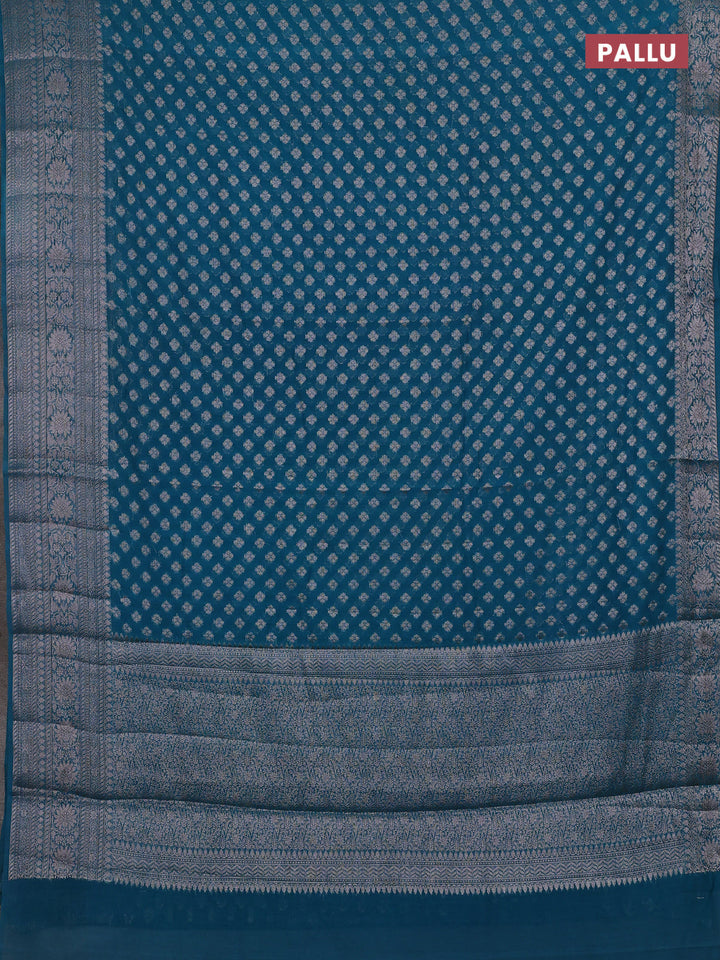 Peacock Blue Semi Chiniya Silk Saree