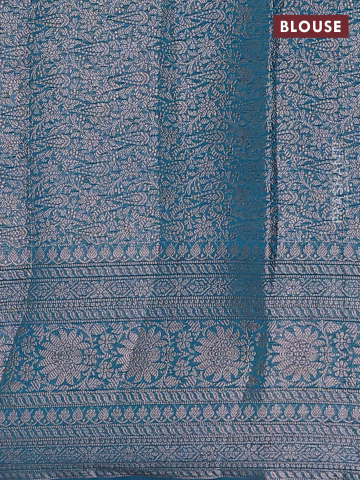 Peacock Blue Semi Chiniya Silk Saree