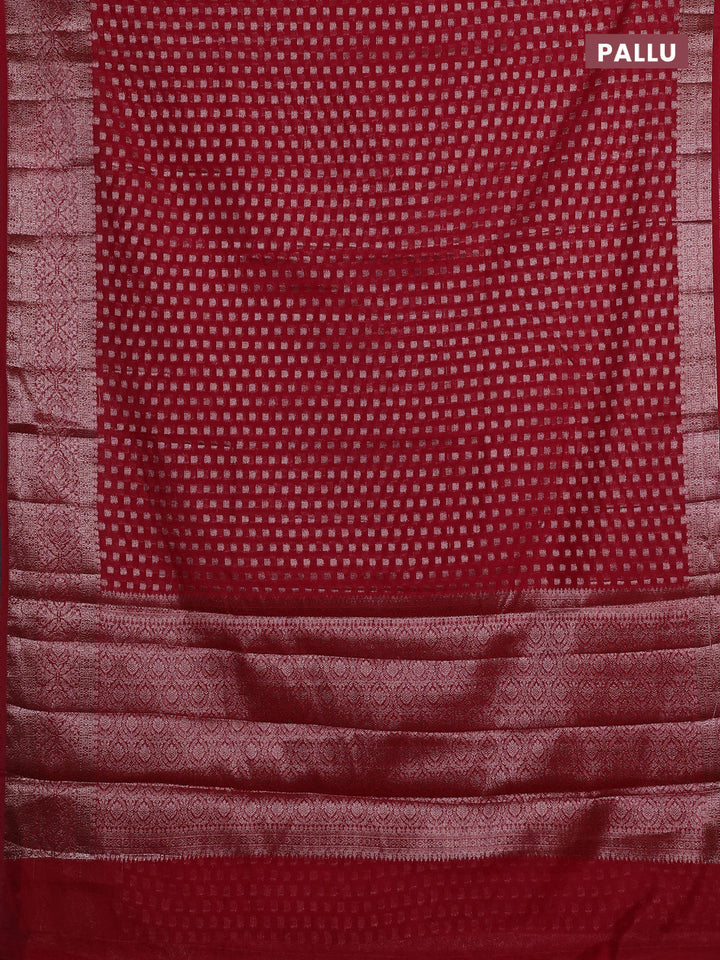 Red Semi Chiniya Silk Saree