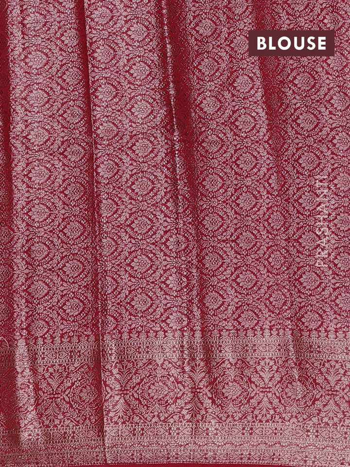 Red Semi Chiniya Silk Saree