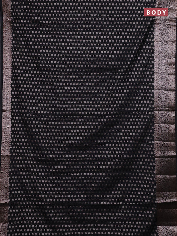 Black Semi Chiniya Silk Saree