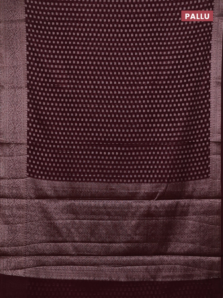 Wine Semi Chiniya Silk Saree