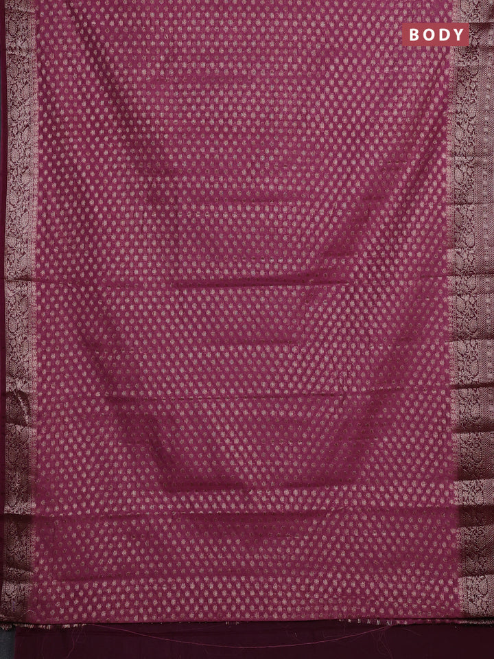 Mauve Pink & Wine Semi Chiniya Silk Saree