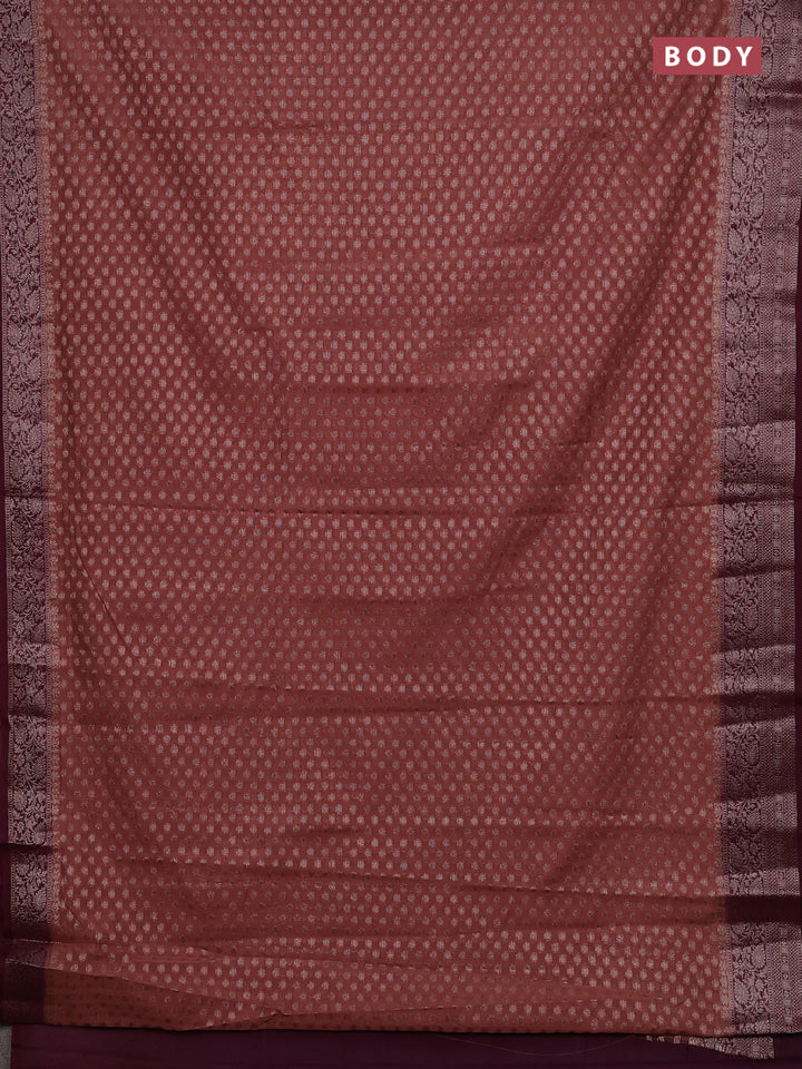 Pastel Brown & Wine Semi Chiniya Silk Saree
