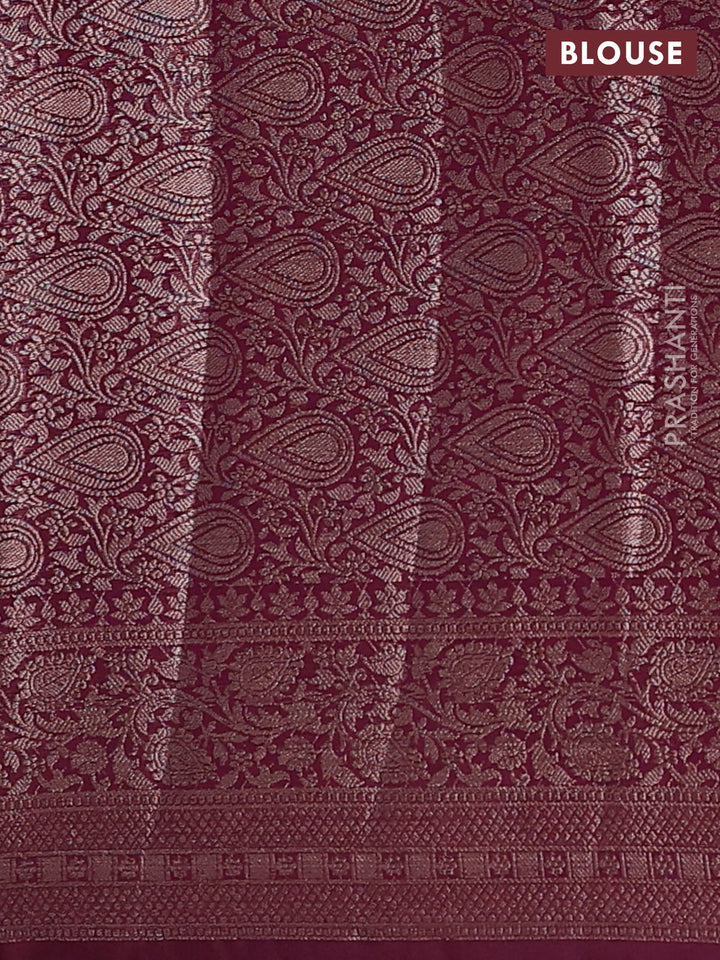 Pastel Brown & Wine Semi Chiniya Silk Saree