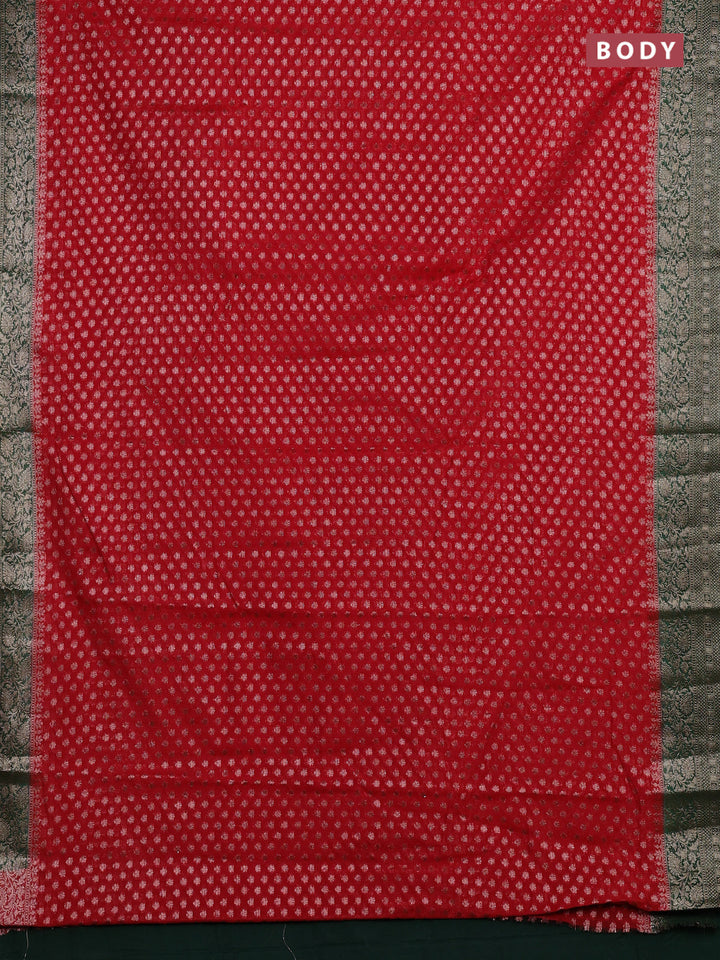 Red & Green Semi Chiniya Silk Saree