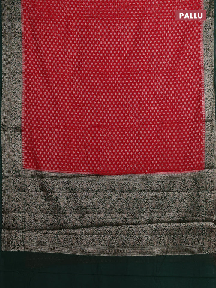 Red & Green Semi Chiniya Silk Saree