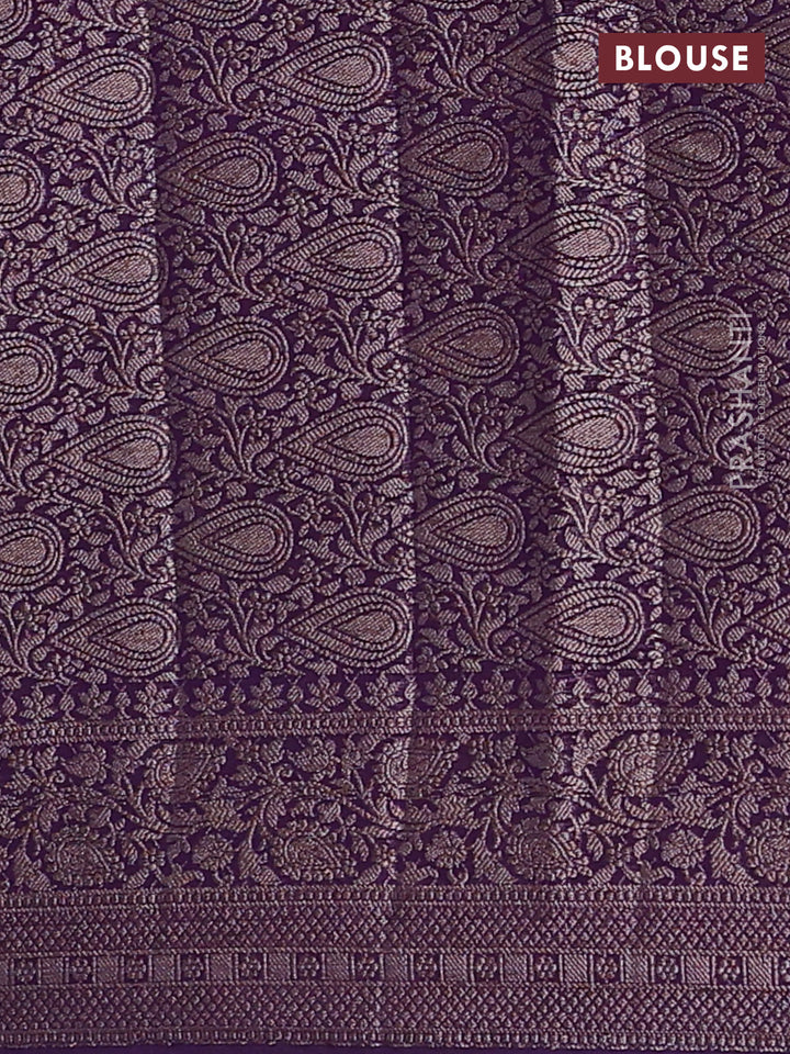 Mustard Yellow & Violet Semi Chiniya Silk Saree