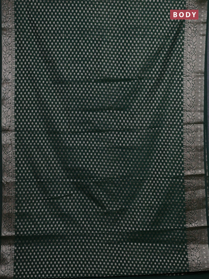 Bottle Green Semi Chiniya Silk Saree