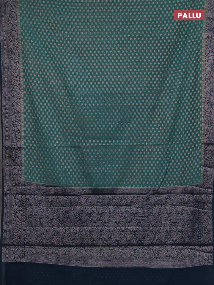 Pastel Green & Peacock Green Semi Chiniya Silk Saree