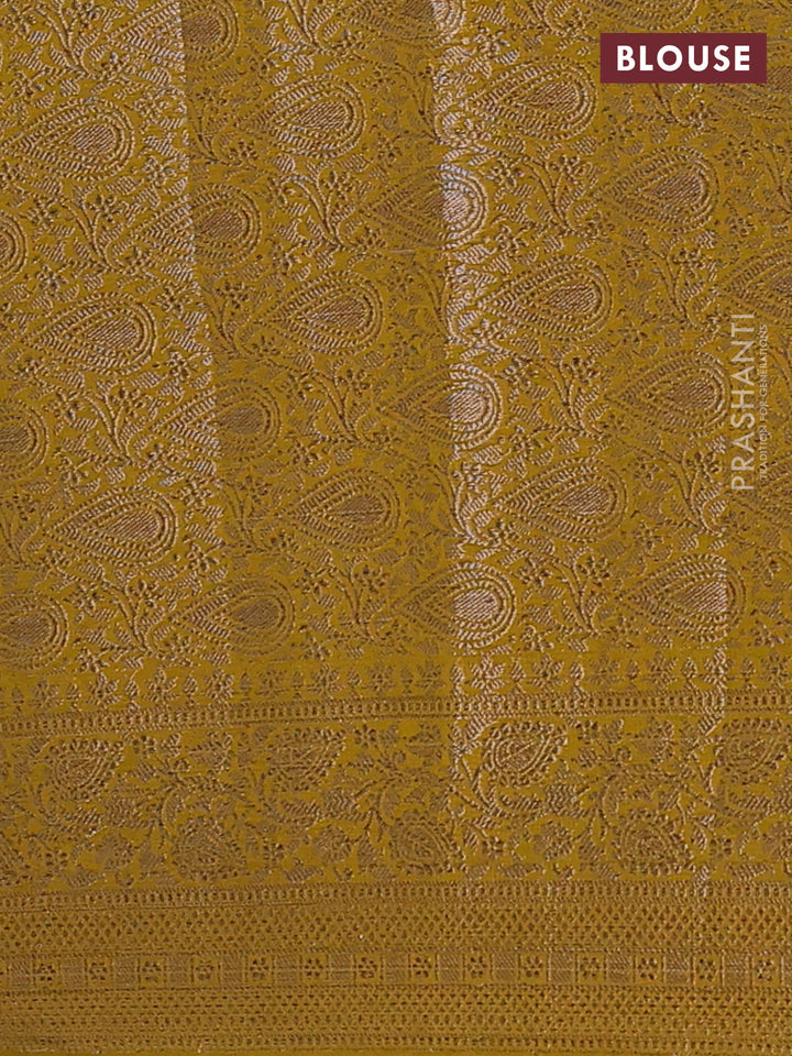 Coffee Brown & Mustard Green Semi Chiniya Silk Saree