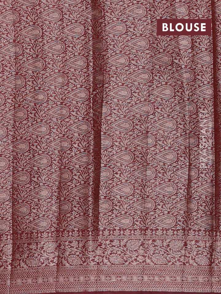Rustic Orange & Maroon Semi Chiniya Silk Saree