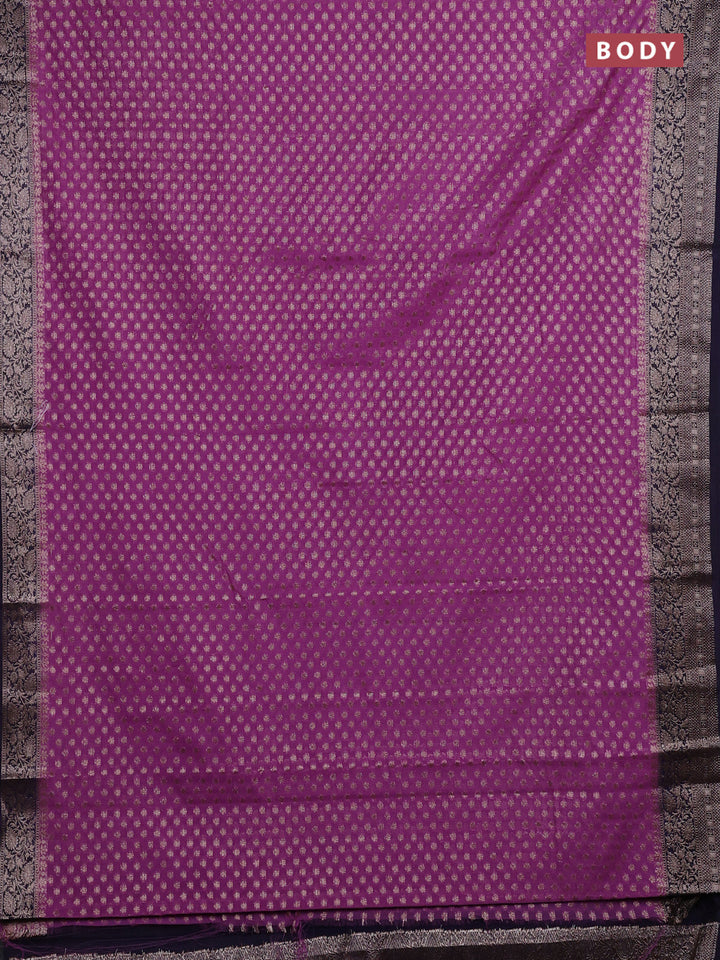 Lavender & Navy Blue Semi Chiniya Silk Saree