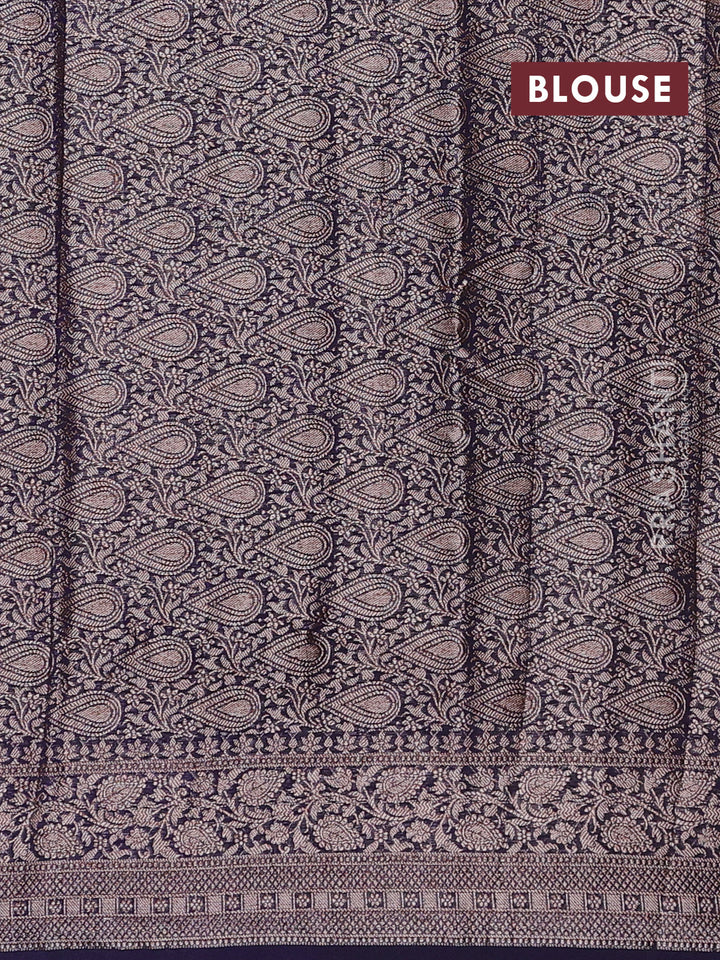 Lavender & Navy Blue Semi Chiniya Silk Saree