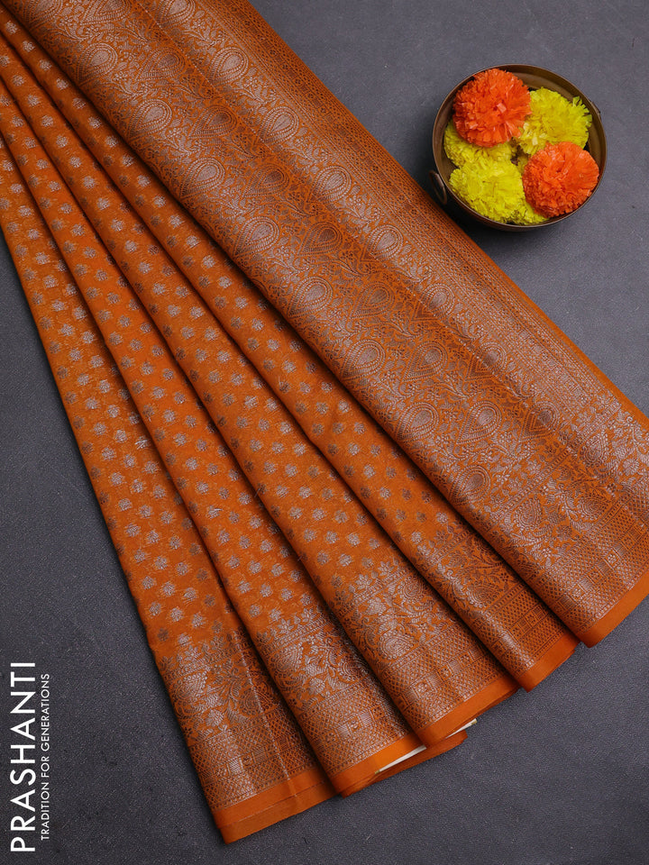 Mango Yellow Semi Chiniya Silk Saree