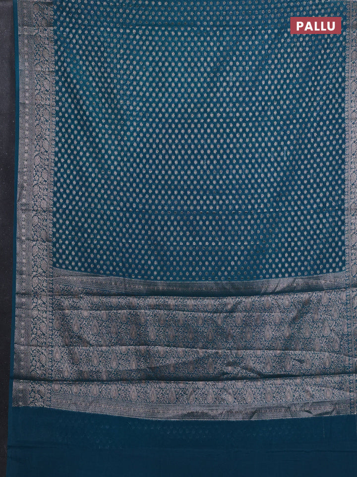 Peacock Green Semi Chiniya Silk Saree