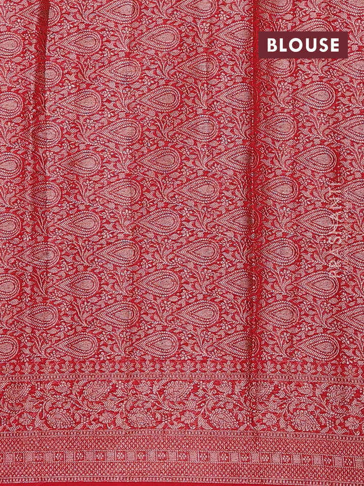 Navy Blue & Red Semi Chiniya Silk Saree