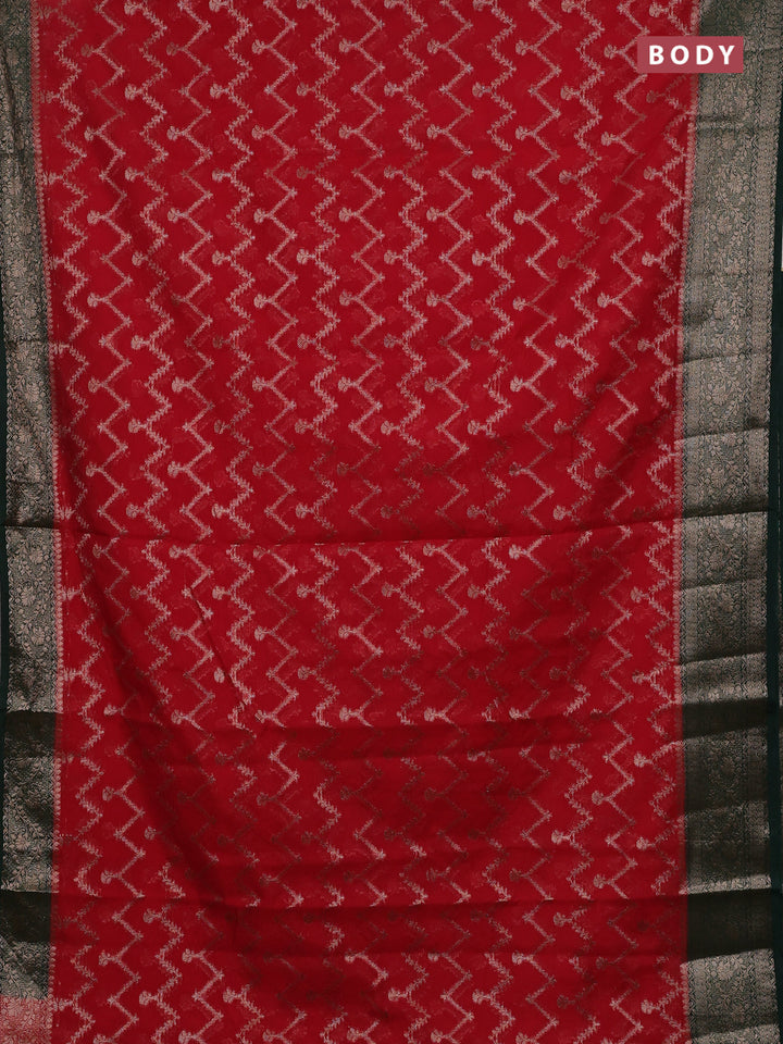 Red & Green Semi Chiniya Silk Saree