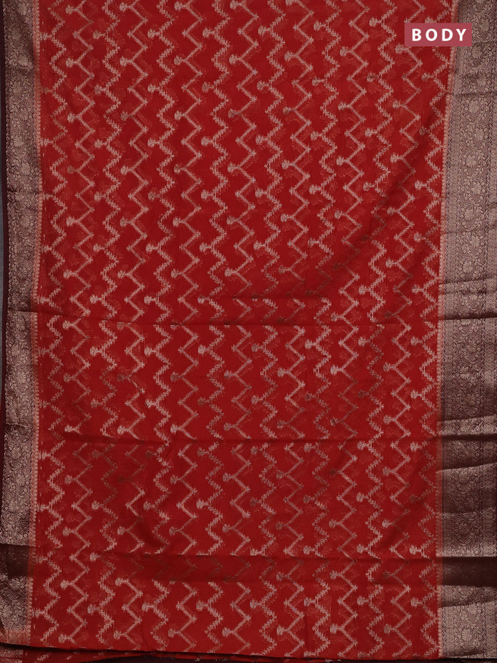 Rustic Orange & Maroon Semi Chiniya Silk Saree
