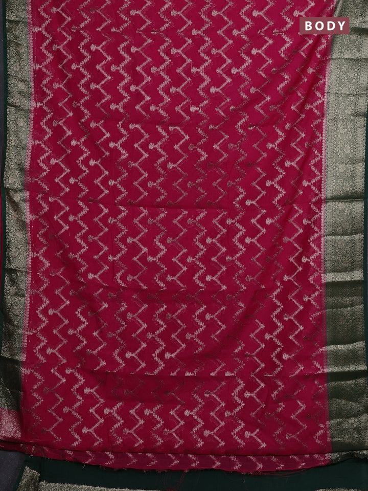 Pink & Green Semi Chiniya Silk Saree