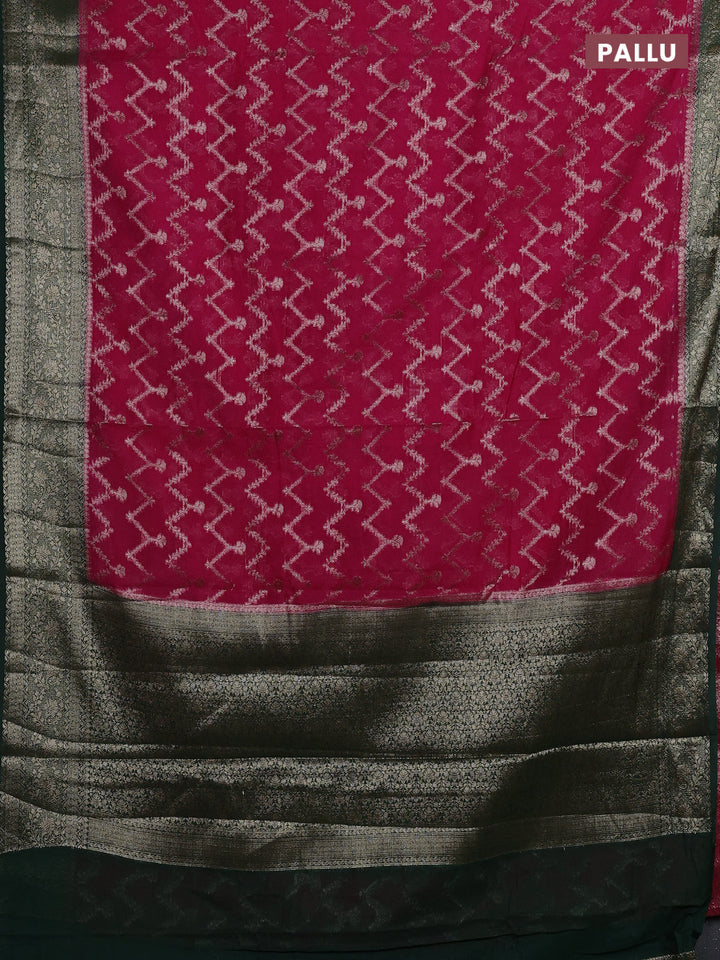 Pink & Green Semi Chiniya Silk Saree