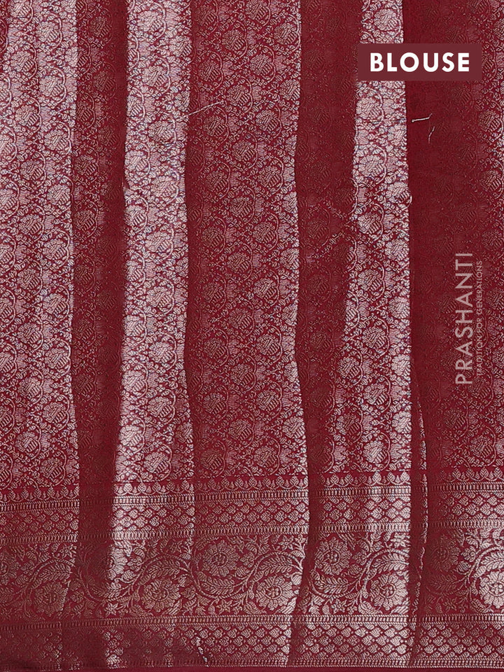 Peacock Blue & Maroon Semi Chiniya Silk Saree
