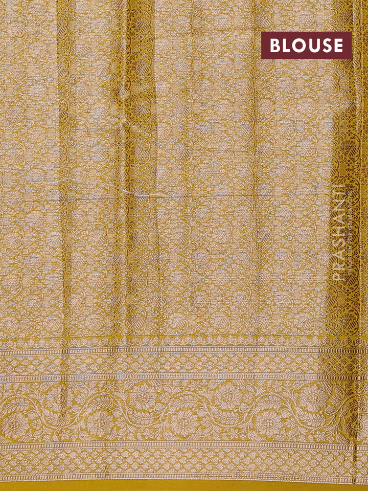 Coffee Brown & Mustard Green Semi Chiniya Silk Saree