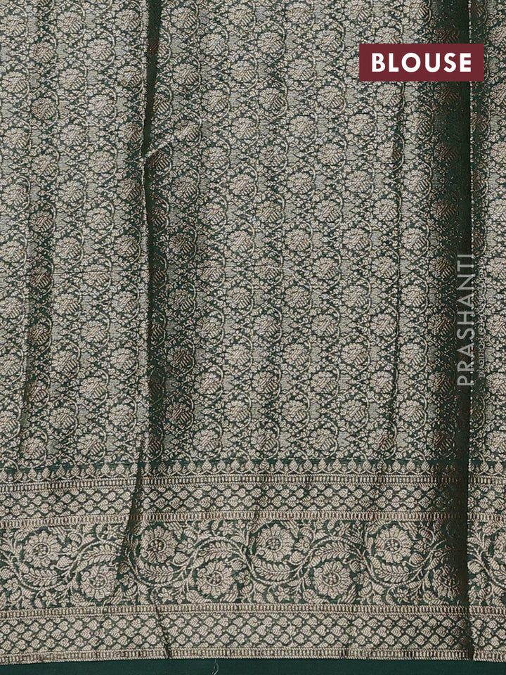 Pink & Bottle Green Semi Chiniya Silk Saree