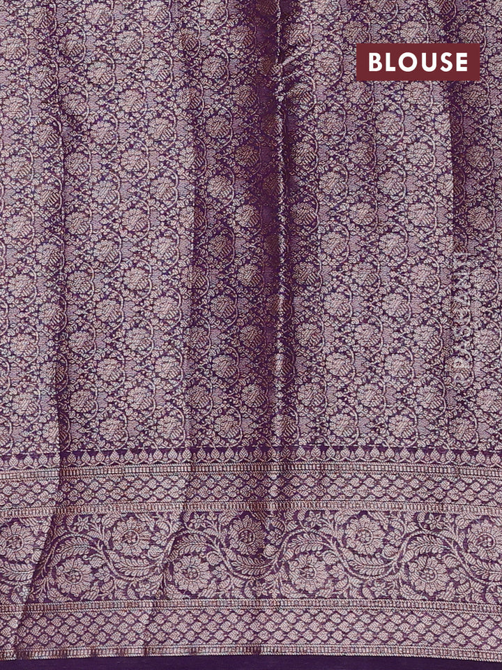 Mustard Yellow & Violet Semi Chiniya Silk Saree